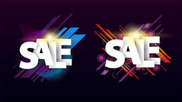 Sale set with colorful geometric elements vector