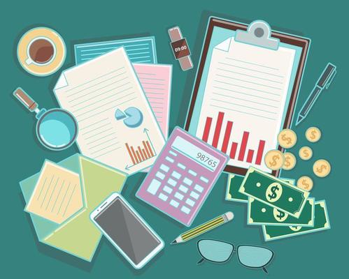 Top Down View of Business and Finance Elements 1009638 Vector Art at Vecteezy