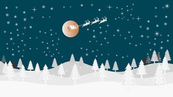 Santa Flying Sled in Front of Full Moon vector