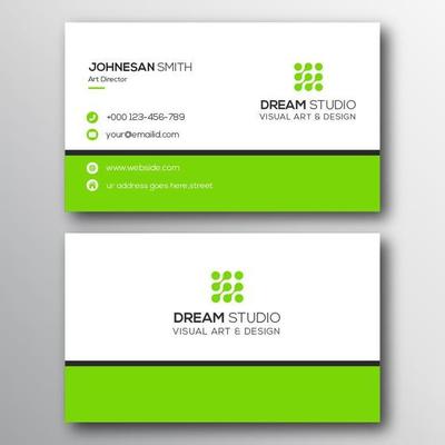 Thick Green Border Minimalist Business Card Template 