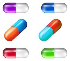 conjunto de píldoras médicas coloridas vector