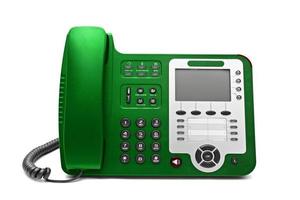 teléfono de oficina ip verde aislado