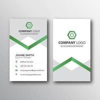 Vertical Green and White Business Card Template 