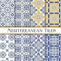 Yellow and Blue Mediterranean Patterns Set vector