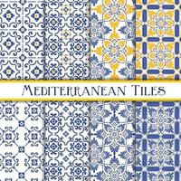 Yellow and Blue Mediterranean Patterns Set vector