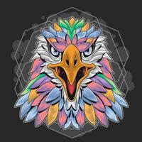 Colorful Eagle Head Pastel Feather Design 