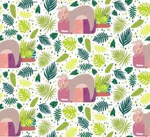 Sloth sleeping on the ice cream seamless pattern vector
