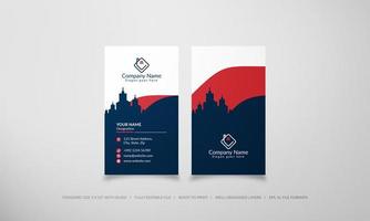 Vertical business card with blue city silhouette vector