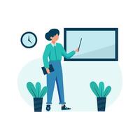Private tutor pointing at board vector