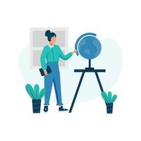 Private tutor point to globe vector