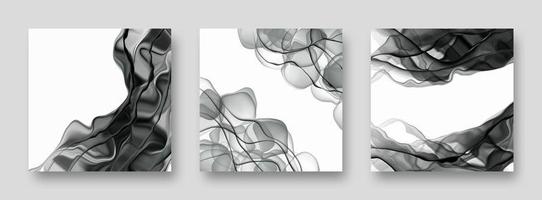 Monochrome alcohol ink cover set vector