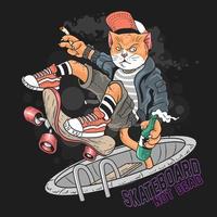 Grunge Cat Skateboard Design vector