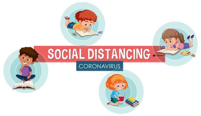 Social Distancing Poster with Children