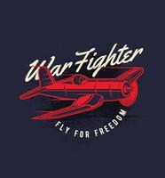 Red airplane fighter vector
