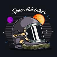 Astronaut helmet in front of space scene vector