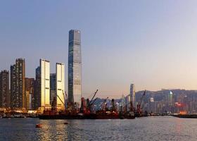 office building at sunset in hong kong