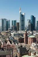 Aerial view of business and historic district, Frankfurt, Germany