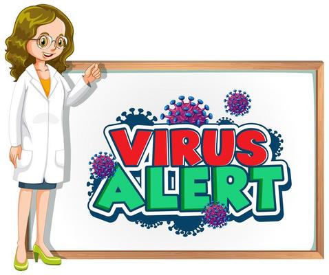 Female doctor and board showing virus alert