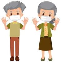 Elderly people wearing mask vector