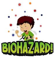 Biohazard Theme with boy coughing vector