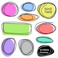 Set of Colorful Scribble Circles and Ovals  vector