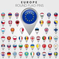 European Flags As Map Pointers vector