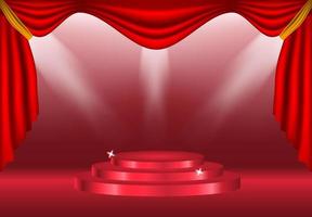 Podium with Curtains and Spotlights  vector