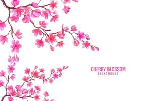 Watercolor Pink Floral Cherry Blossom Background vector