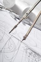 compasses and blueprint