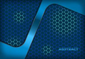 Blue glowing hexagon pattern with overlaid angled shape vector