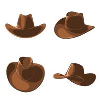 conjunto de sombreros de vaquero de estilo de dibujos animados vector