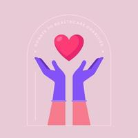 Heart In Hands Health Charity Label vector
