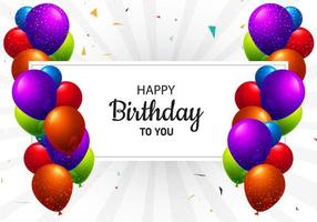 Multicolored Birthday Balloons and Text Frame vector