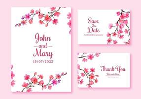 Cherry Blossom Wedding Card Set  vector