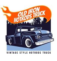 Classic blue hot rod truck poster vector