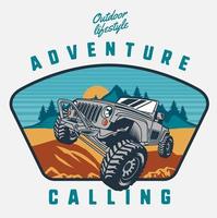 Adventure calling design with off-road vehicle vector