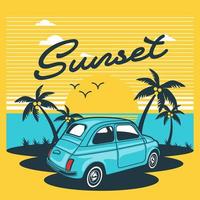 Retro design with car on island vector