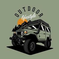 Off-road vehicle emblem in green vector