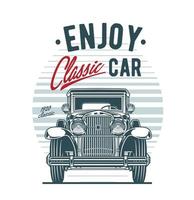 Front view of vintage car on retro background vector