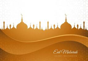 Eid Mubarak Islamic Brown Mosque Silhouette Background vector