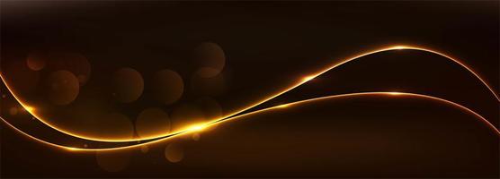 Abstract Golden Glowing Wave Banner vector