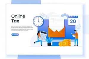 página de inicio de impuestos en línea con formulario en sobre vector
