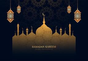 ramadan kareem hermosa silueta de mezquita estampada vector