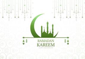 Green Mosque and Moon Ramadan Background  vector