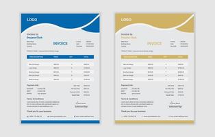 conjunto de facturas comerciales con diseño plano curvo vector