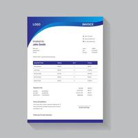 Business Invoice Template with Dynamic Blue Wave Design vector