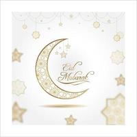 Eid Mubarak Card in White and Gold