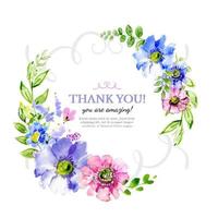 Colorful Watercolor Floral Wreath vector