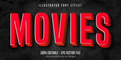 Movies text, 3d red movie style editable font effect