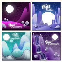 Set of Night Landscapes vector